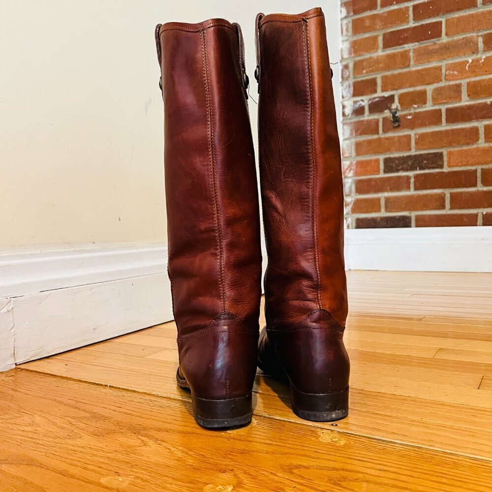 Frye Melissa Button Western Equestrian Mahogany Cognac Redwood 16" Tall - Picture 13 of 16